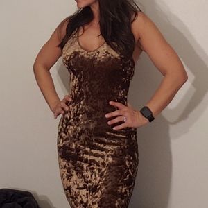 Sexy velvety chocolate caramel midi dress.